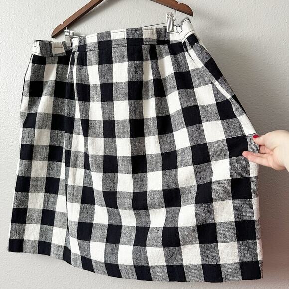 NWOT Talbots Textured Cotton Black White Gingham A-line Skirt Women’s size 24W - Picture 3 of 10